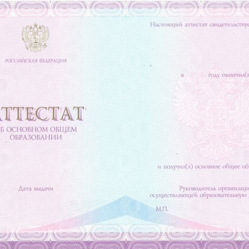 Аттестат 9 классов образца от 2014 до 2025 СпецБланк