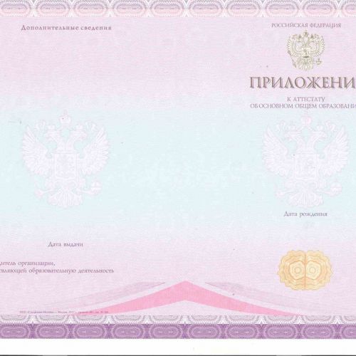 Аттестат об основном общем образовании 2014-2025 Спецбланк